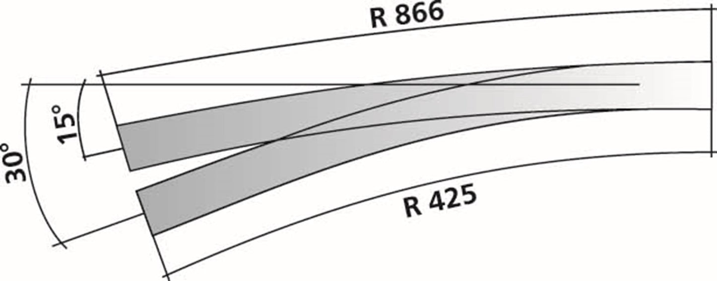 85364 Tillig elite track : Left Curved Point HO Exit: 9° and 12°