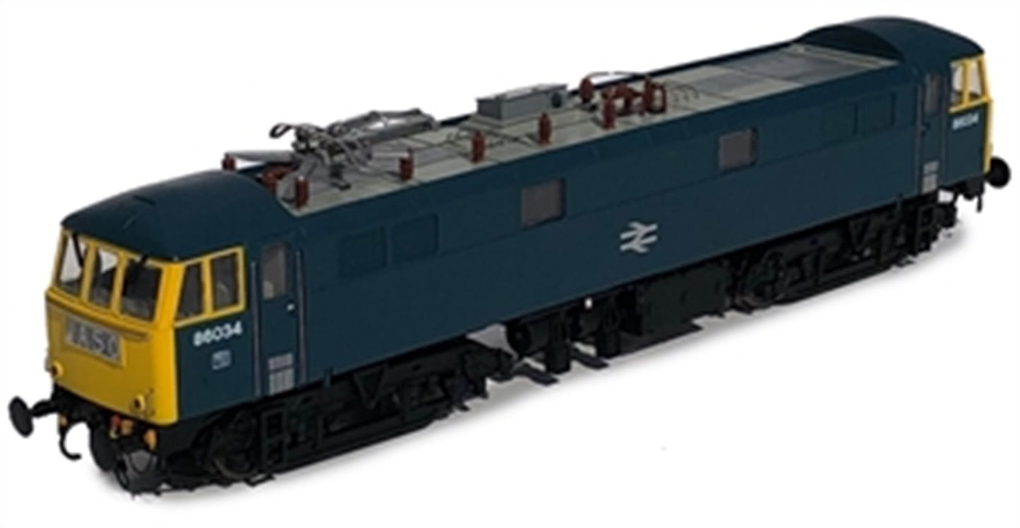 Class 86/0 'AL6' Bo-Bo Electric Locomotive BR Rail Blue 86034 with double arrow logo, full yellow ends WEATHERED