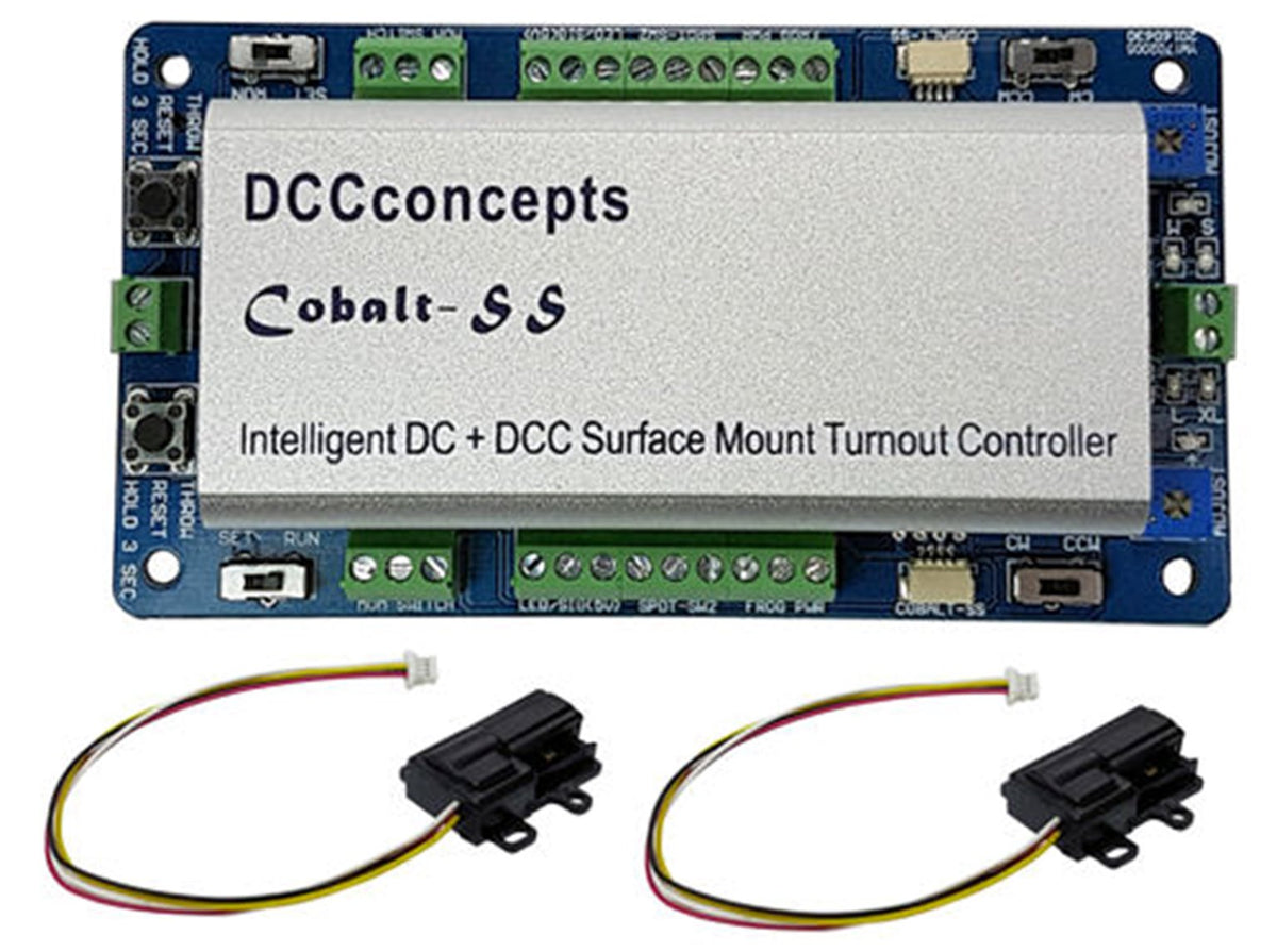 DCC Concepts DCPCBSS2 Cobalt SS Surface Mount Point Motor (2 Pack) with Controller and Acces