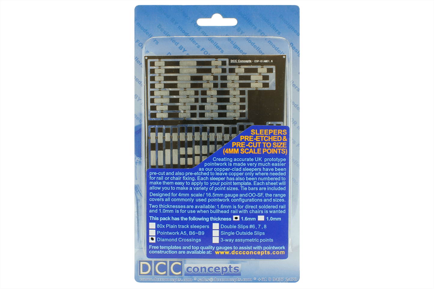 Pre-Etched Sleepers 1.6mm (4mm scale) Diamond Crossing