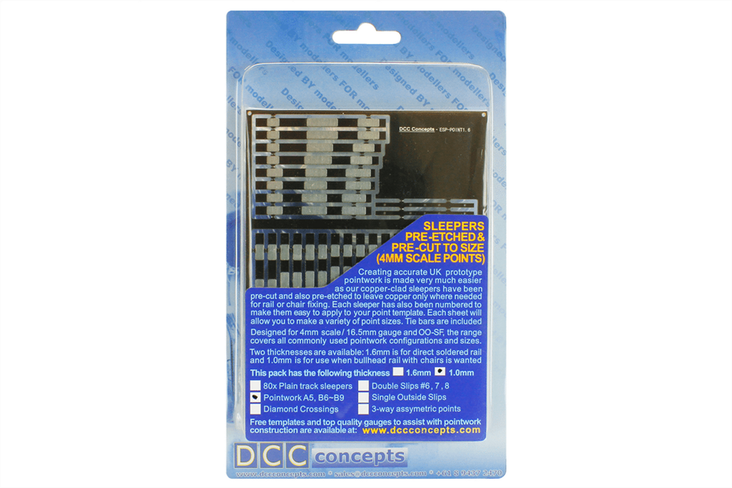 ESP-POINT1.0 Pre-Etched Sleepers 1.0mm (4mm scale) B9 to A5 Points