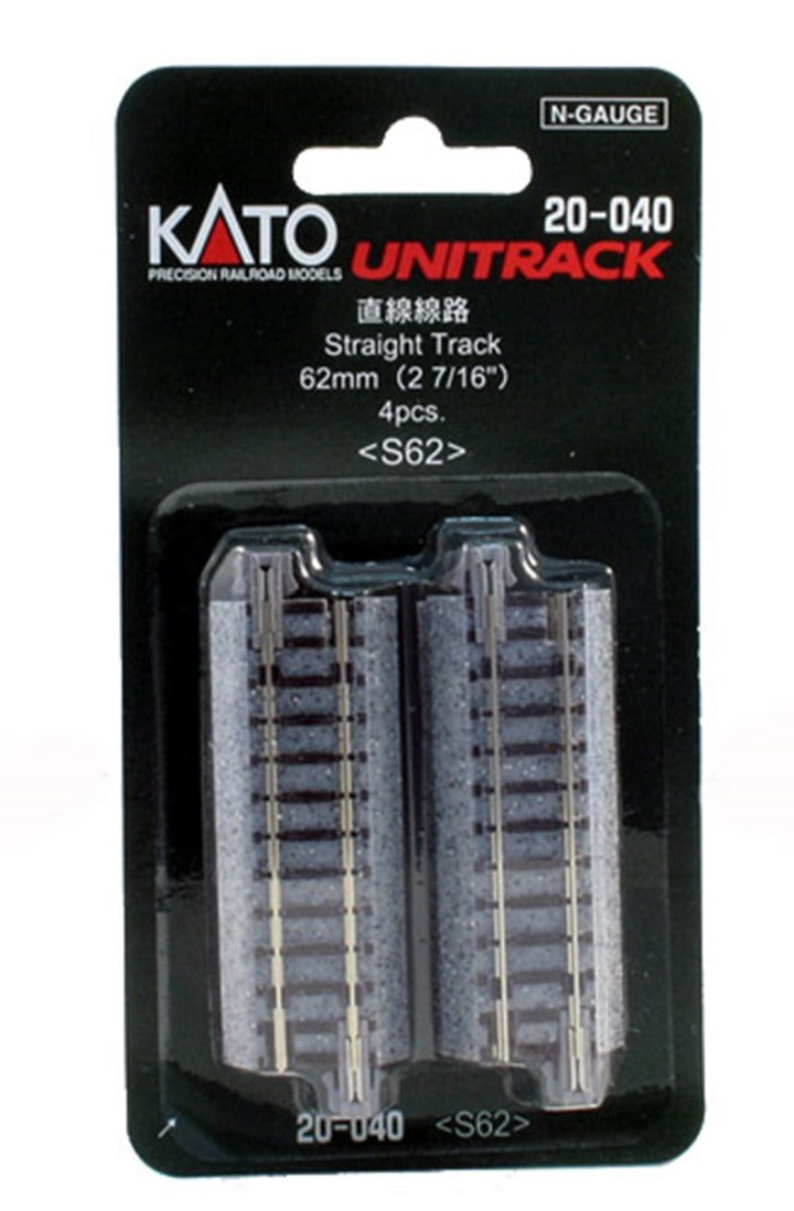 KATO 20-040 Set 4 Binari Diritti Con Massicciata Scala N 1:160 - Lunghezza 62mm