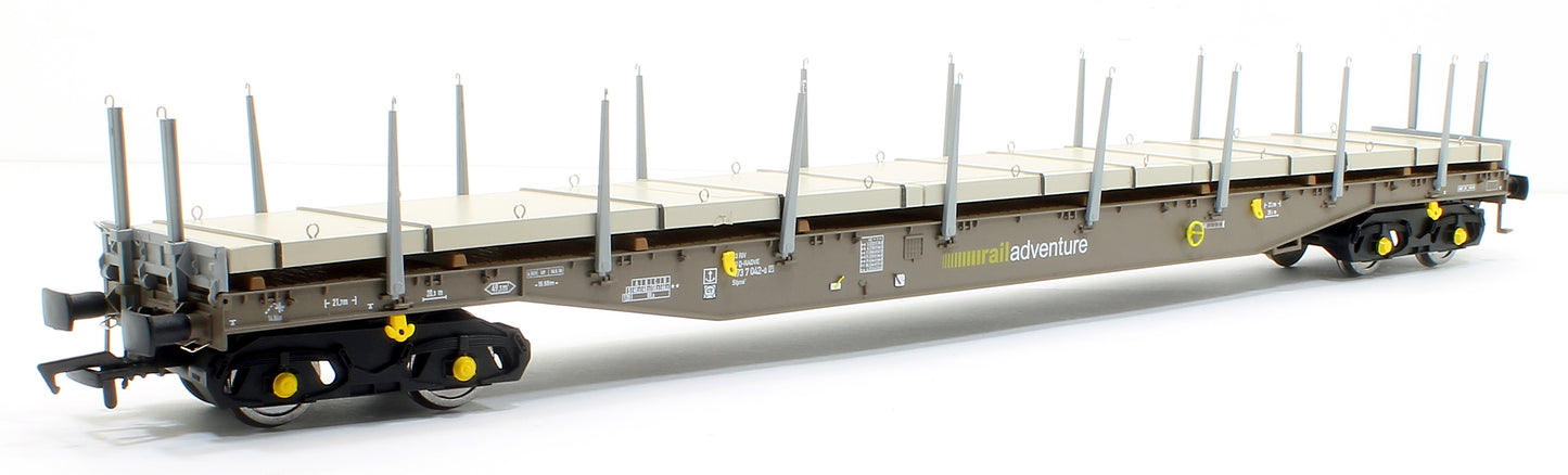 Cargowaggon IGA Bogie Flat RailAdventure Barrier Set (2) with concrete panel weights