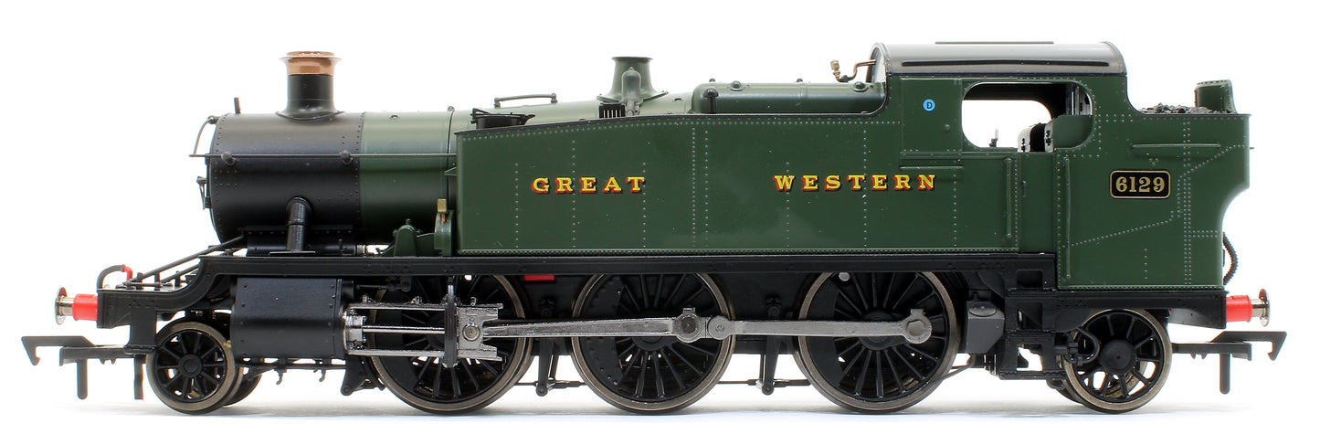 Large Prairie 2-6-2 Tank Locomotive #6129 in Green lettered Great Western