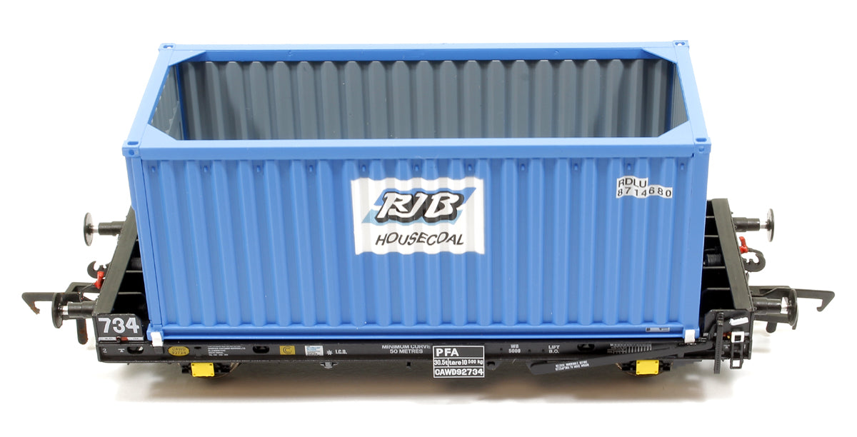 Set of 3 PFA 2 Axle Container Flat Wagons with RJB Coal Containers (Exclusive)