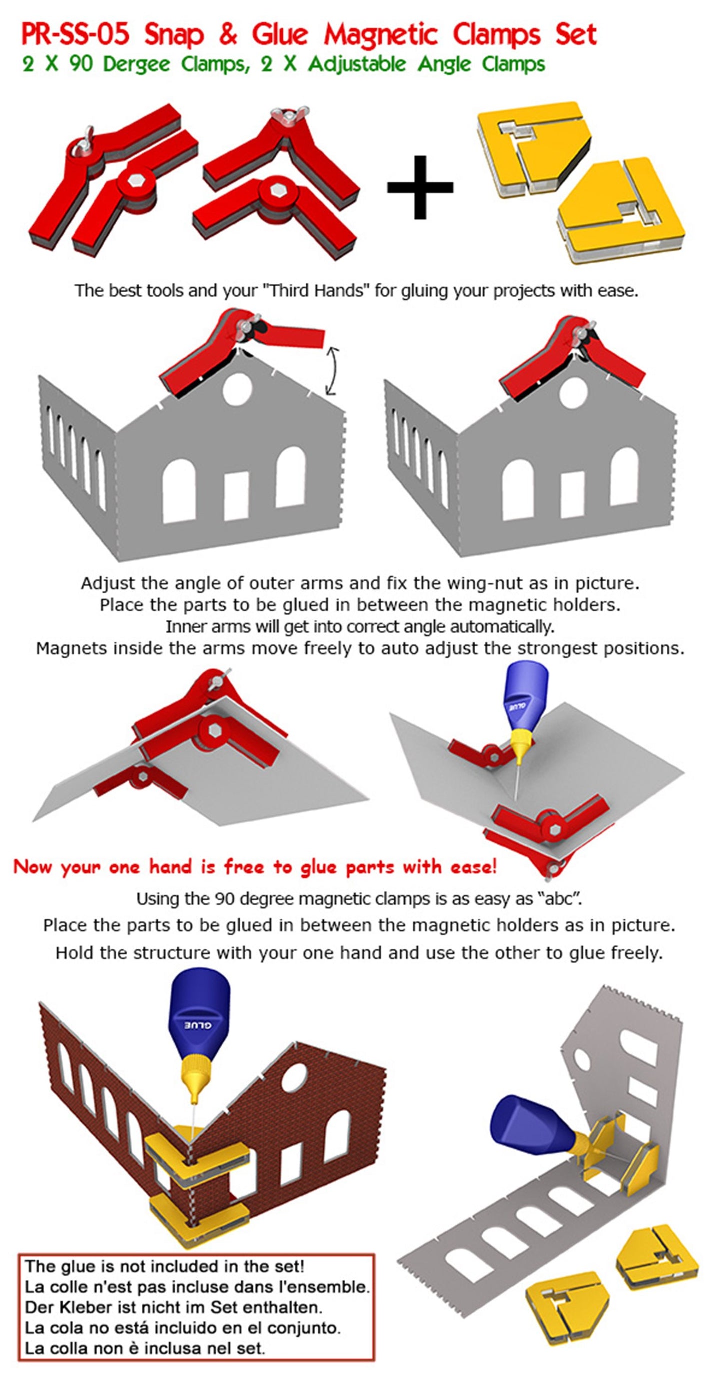 Snap & Fix Set w/Adj. Angle Arms + 90 Degree Clamps (Magnetic)