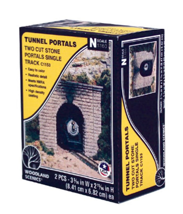 C1153 2 x Single Track Cut Stone Tunnel Portals