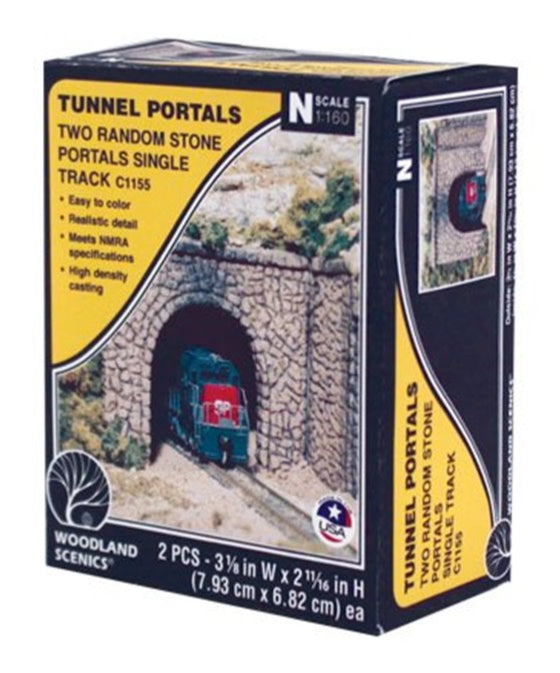 C1155 2 x Single Track Random Stone Tunnel Portals