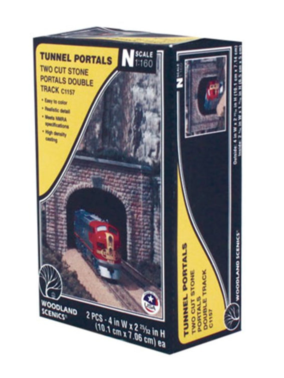 C1157 2 x Double Track Cut Stone Tunnel Portals