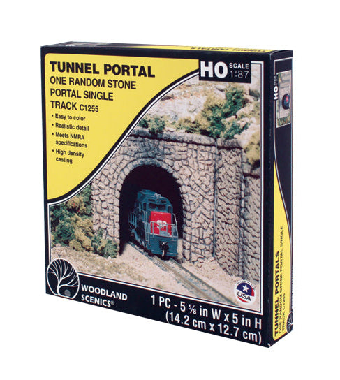 WC1255 C1255 1 x Single Track Random Stone Tunnel Portal