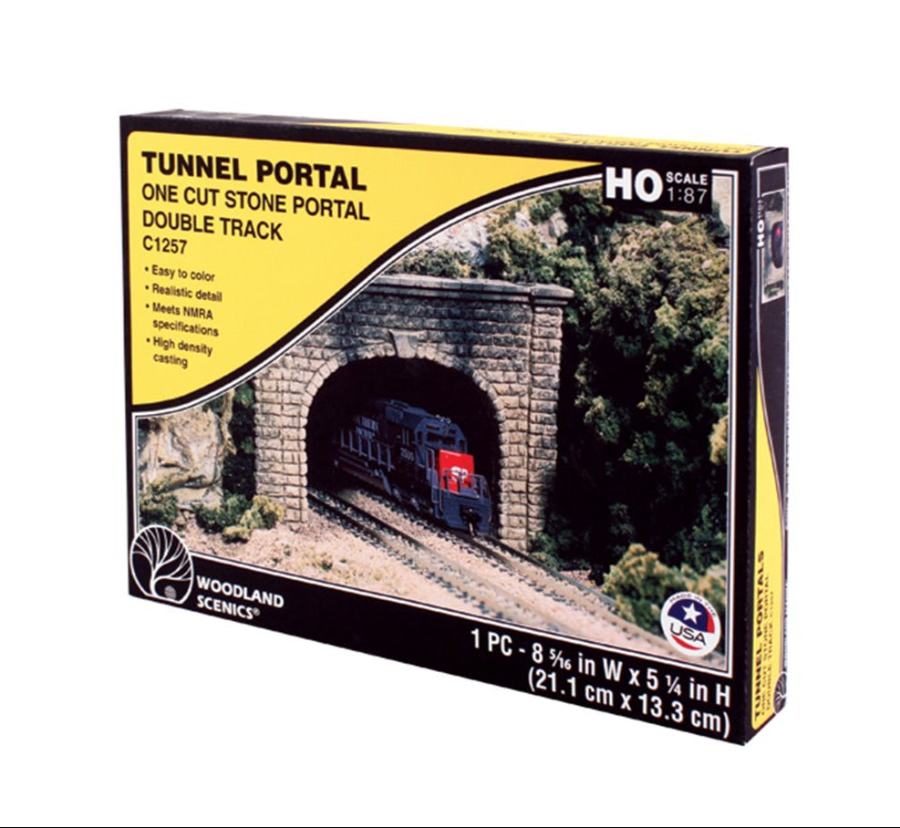 C1257 1 x Double Track Cut Stone Tunnel Portal