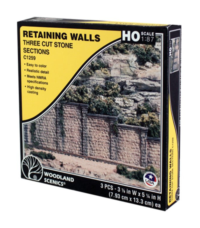 C1259 3 x Cut Stone Retaining Walls