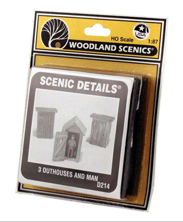 D214 3 Outhouses & Man HO/OO