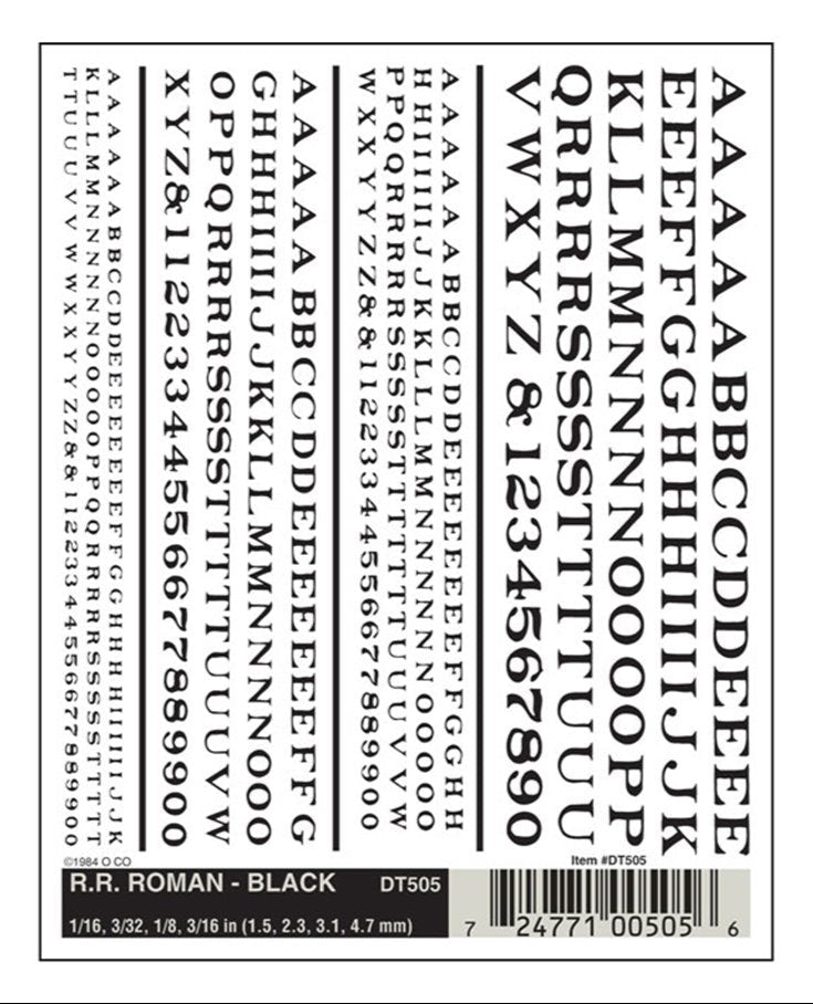 WOODLAND SCENICS - Decals - R.R. Roman - Black