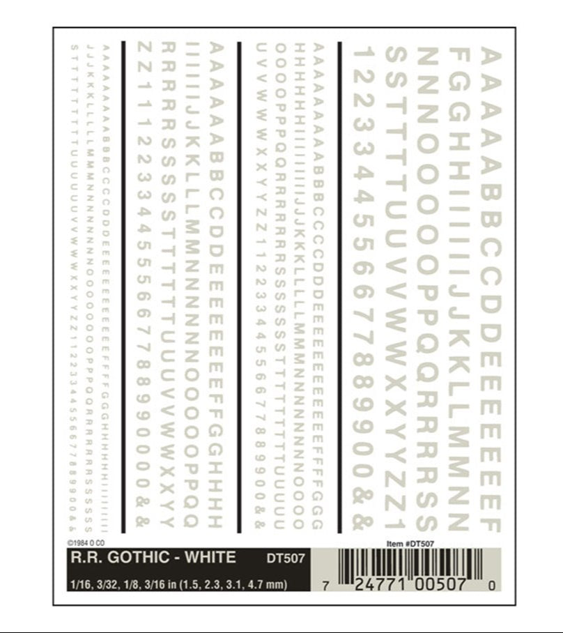 WOODLAND SCENICS - Decals - R.R. Gothic - White