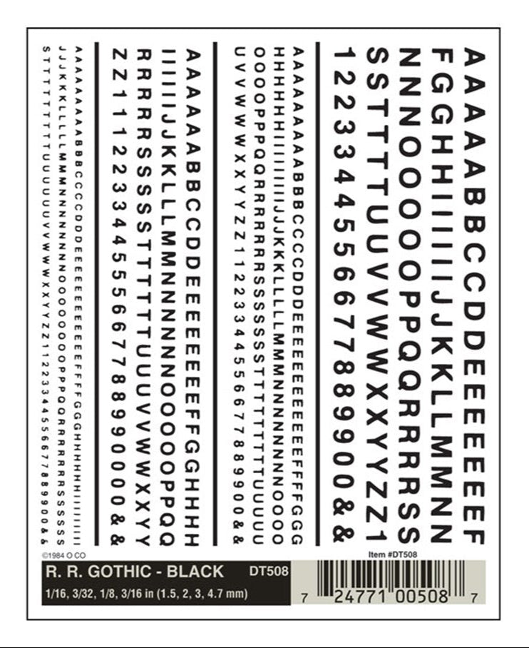 WOODLAND SCENICS - Decals - R.R. Gothic - Black