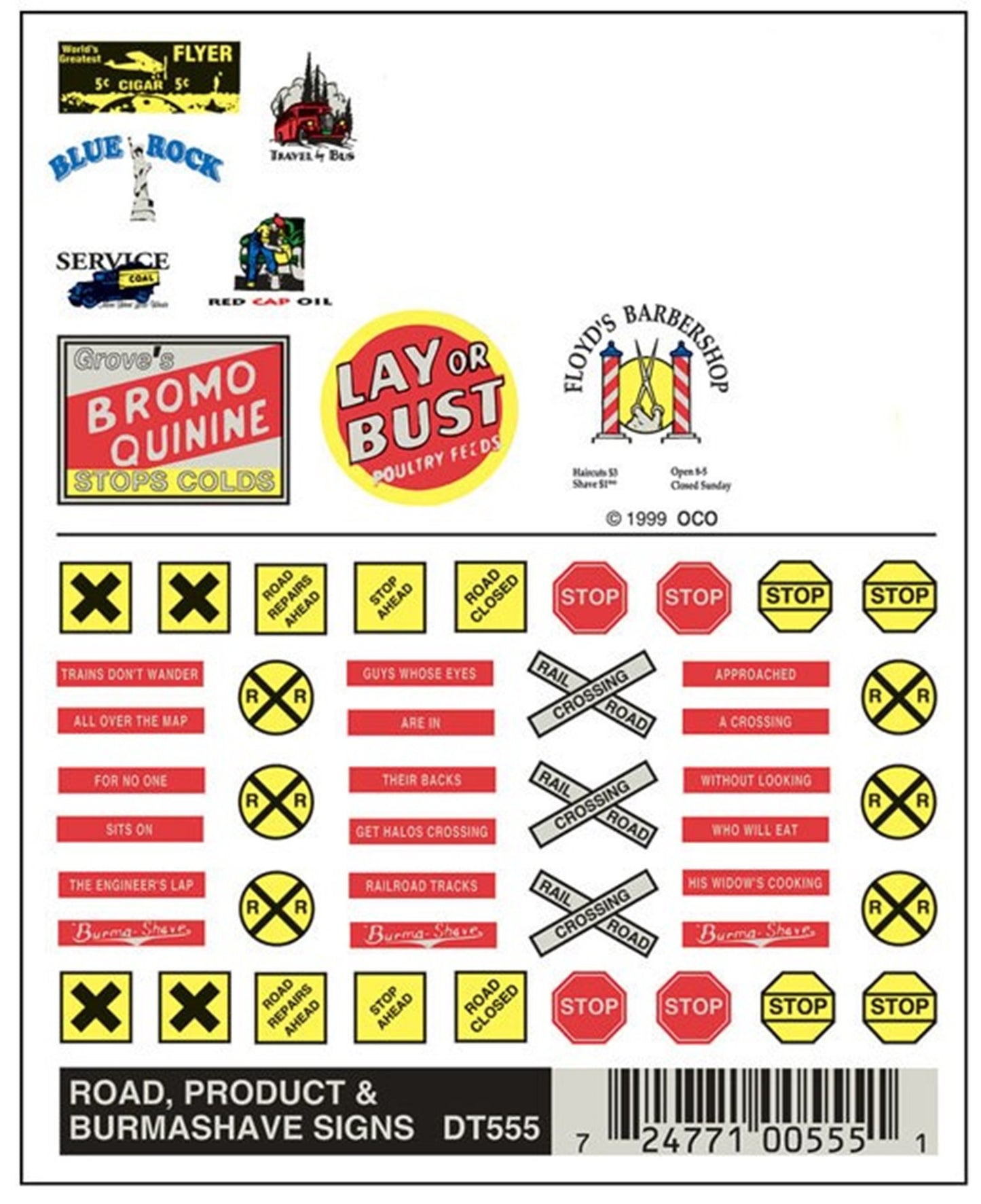 WOODLAND SCENICS - Decals - Road, Product & Burmashave Signs