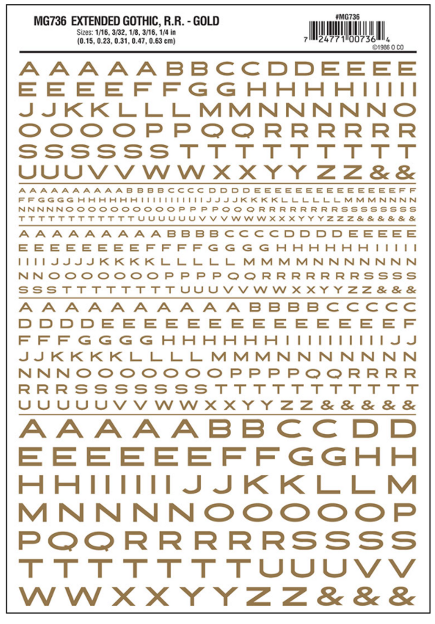 WOODLAND SCENICS - Decals - Extended Gothic R.R. Gold