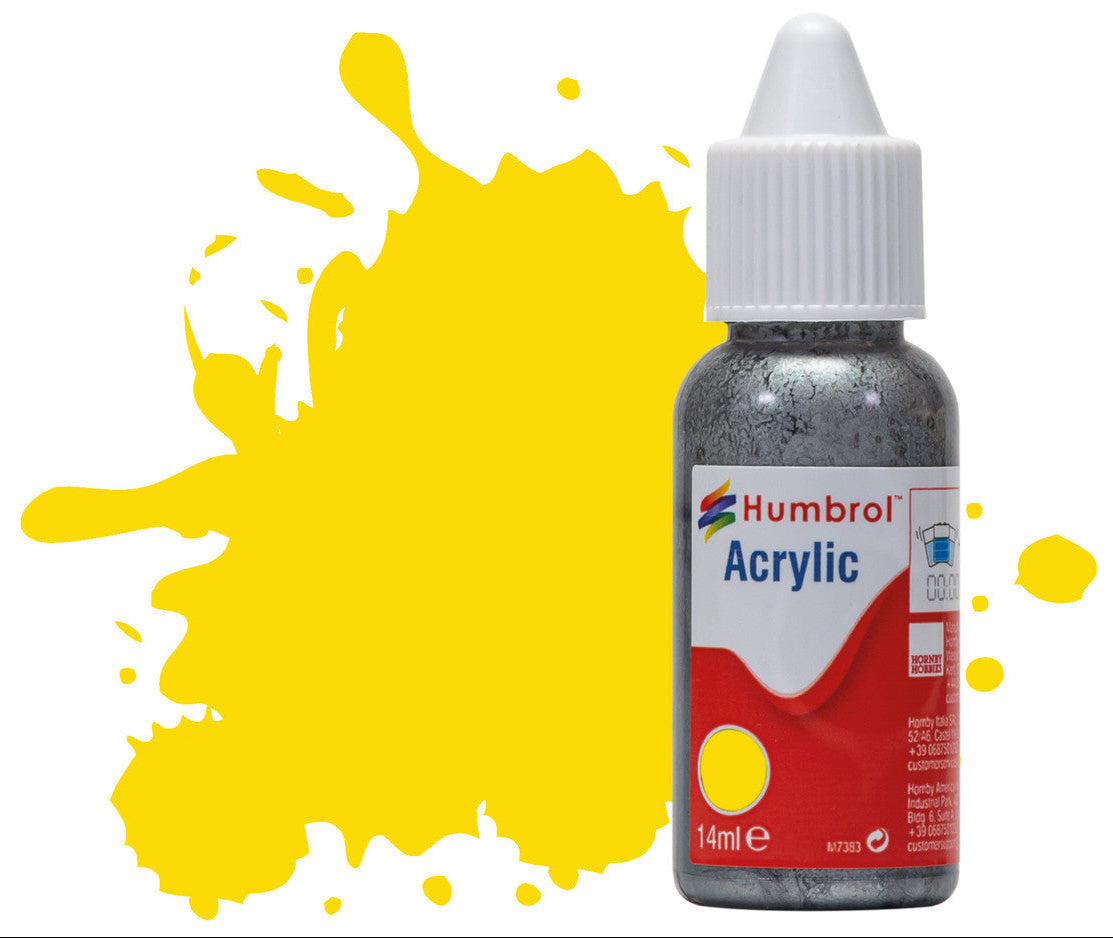 HUMBROL ACRYLIC DROPPER BOTTLE - No 69 Yellow - Gloss - 14ml
