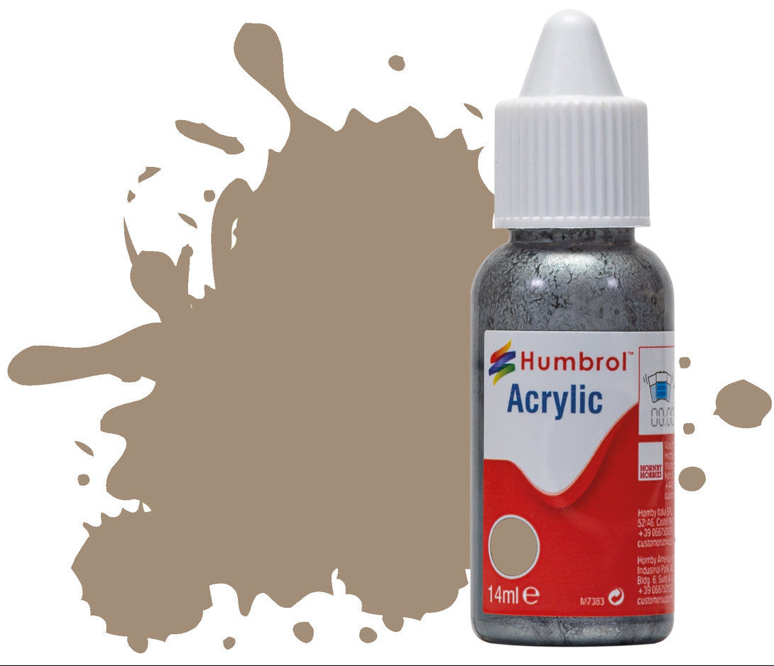 HUMBROL ACRYLIC DROPPER BOTTLE - No 72 Khaki Drill Matt - 14ml