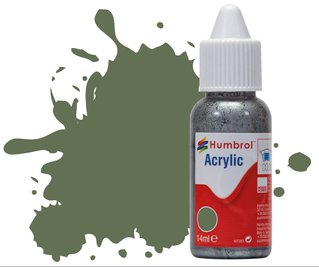 HUMBROL ACRYLIC DROPPER BOTTLE - No 102 Army Green - Matt - 14ml