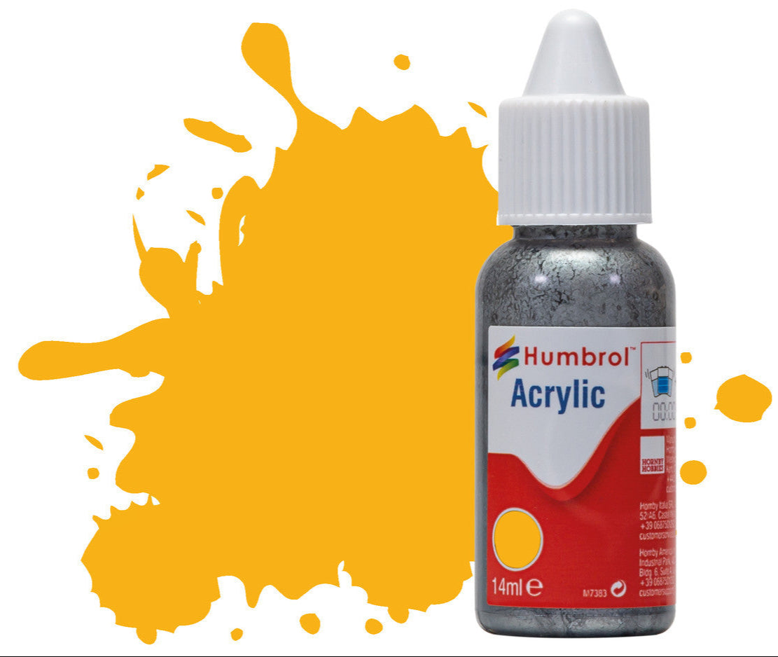 HUMBROL ACRYLIC DROPPER BOTTLE - No 154 Insignia Yellow - Matt - 14ml