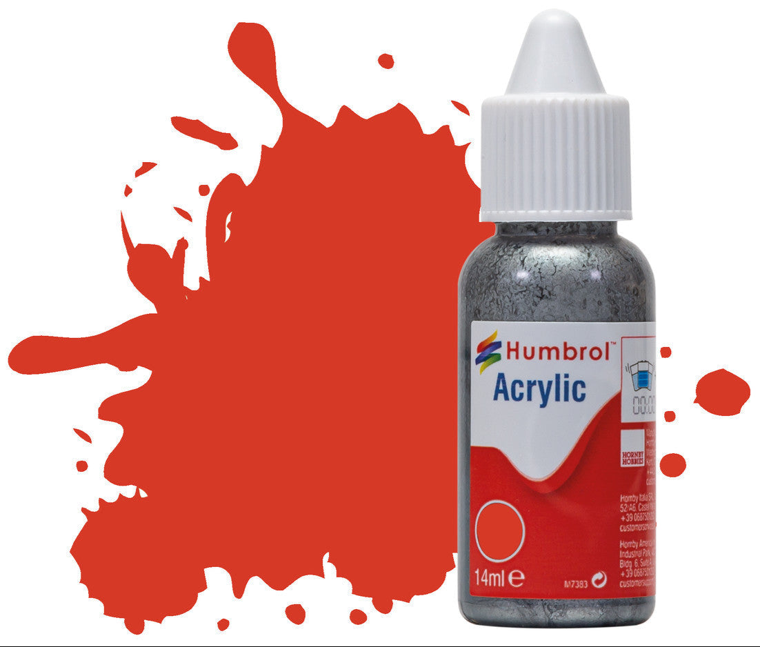 HUMBROL ACRYLIC DROPPER BOTTLE - No 174 Signal Red - Satin - 14ml