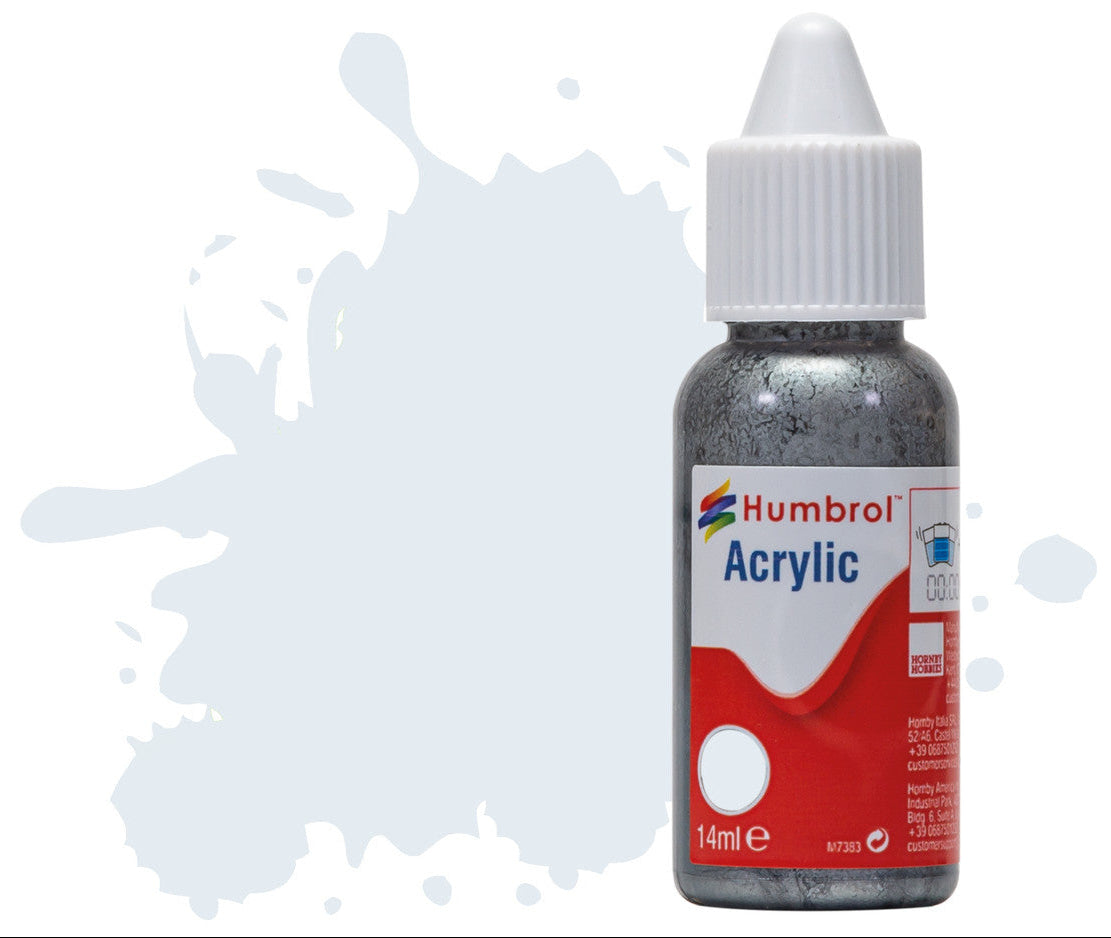 HUMBROL ACRYLIC DROPPER BOTTLE - No 191 Chrome Silver - Metallic - 14ml