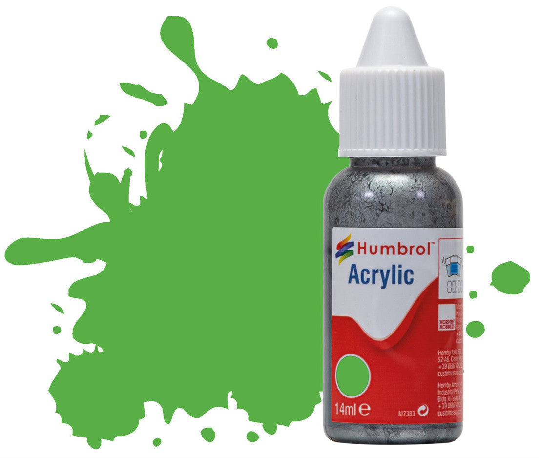 HUMBROL ACRYLIC DROPPER BOTTLE - No 208 Fluorescent Signal Green Gloss - 14ml