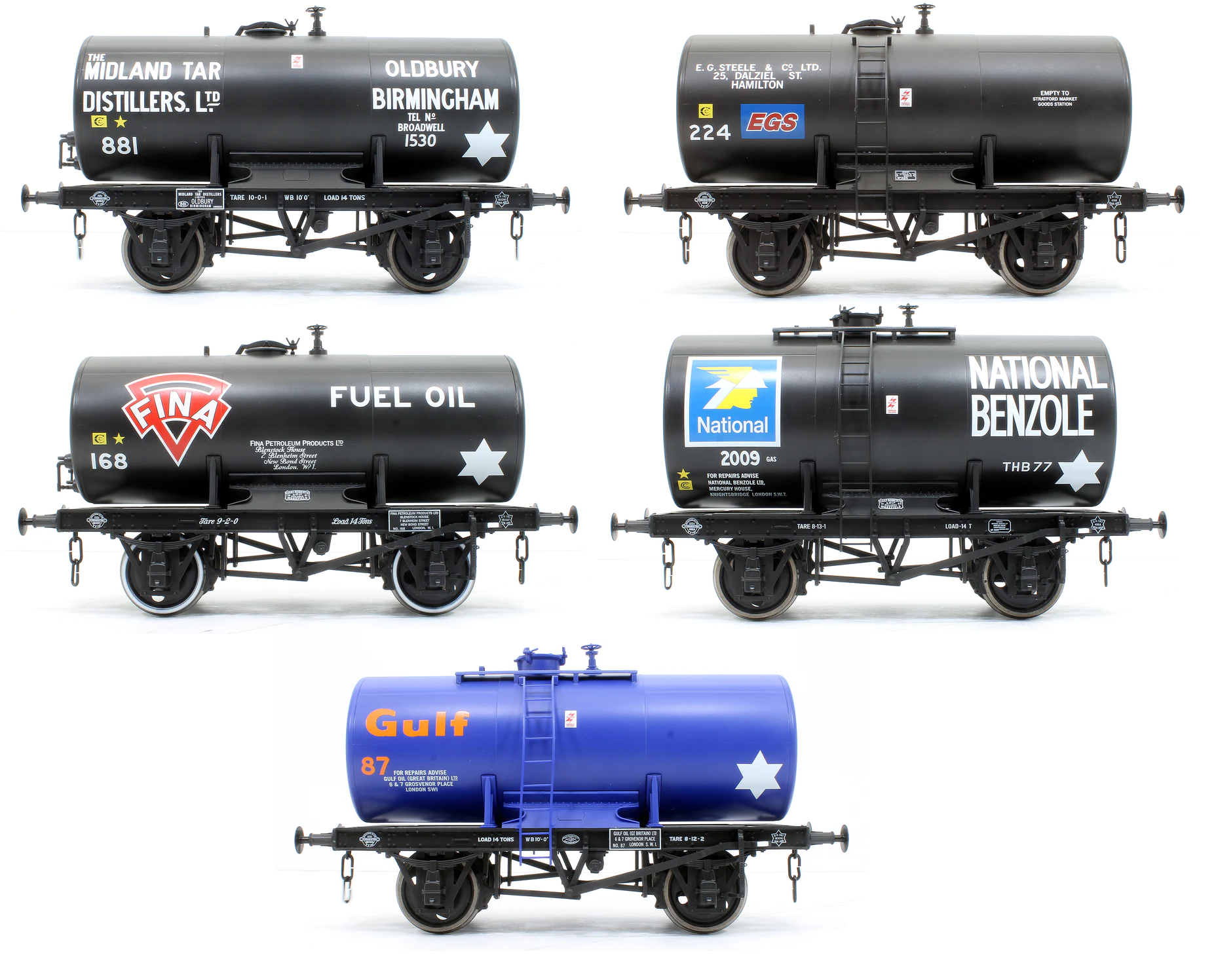 Dapol O Gauge 14T Class B Anchor Mounted Tanks – Rails
