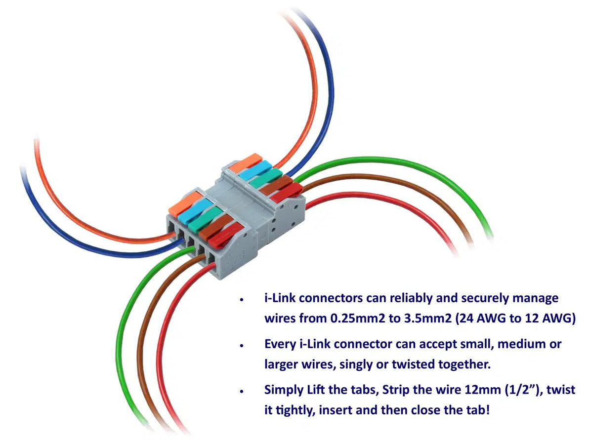 DCW-iLP5.6 Solder-Free 5-Pole 2-piece PLUGGABLE i-Link Connectors (6 pairs)