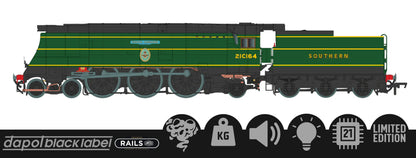 Black Label Battle of Britain Fighter Command 21C164 SR Malachite Green Steam Locomotive - DCC Sound & Smoke