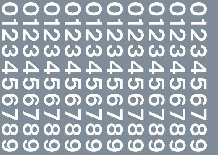 RT-ALL-0040 Numeric/alphabet sheet: white BR numbering (6.67mm high) Transfer