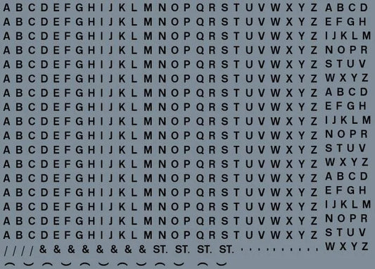 RT-ALL-0046 RAILTEC all-0046 Alphabet sheet: black BR lettering (2mm high)