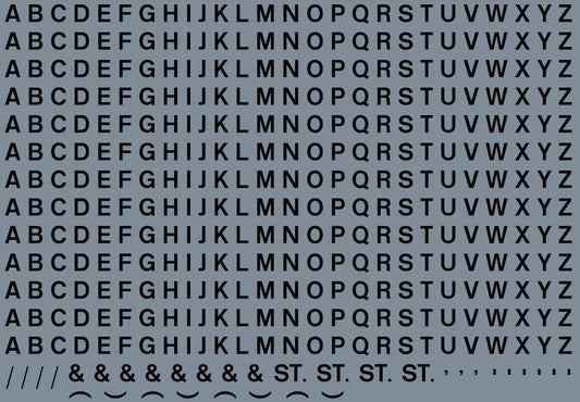 RT-ALL-0049 RAILTEC all-0049 Alphabet sheet: black BR lettering (3mm high)
