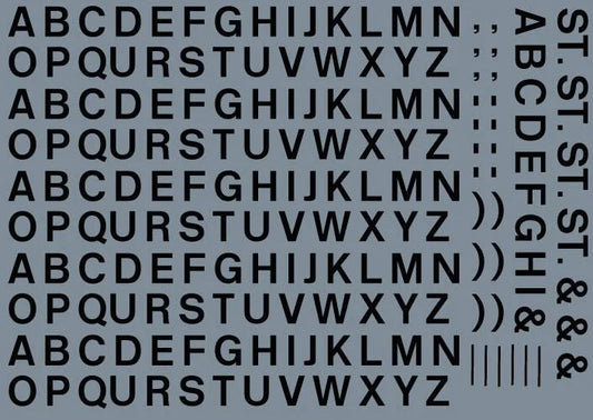 RT-ALL-0055 RAILTEC all-0055 Alphabet sheet: black BR lettering (5mm high)