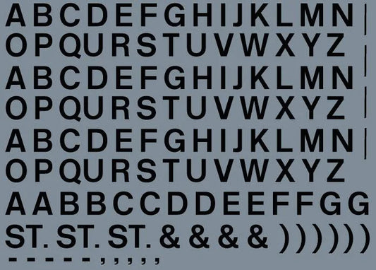 RT-ALL-0058 RAILTEC all-0058 Alphabet sheet: black BR lettering (6mm high)