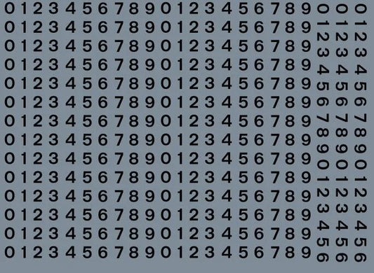 RT-ALL-0069 RAILTEC all-0069 Numeric sheet: black BR numbering (3mm high)