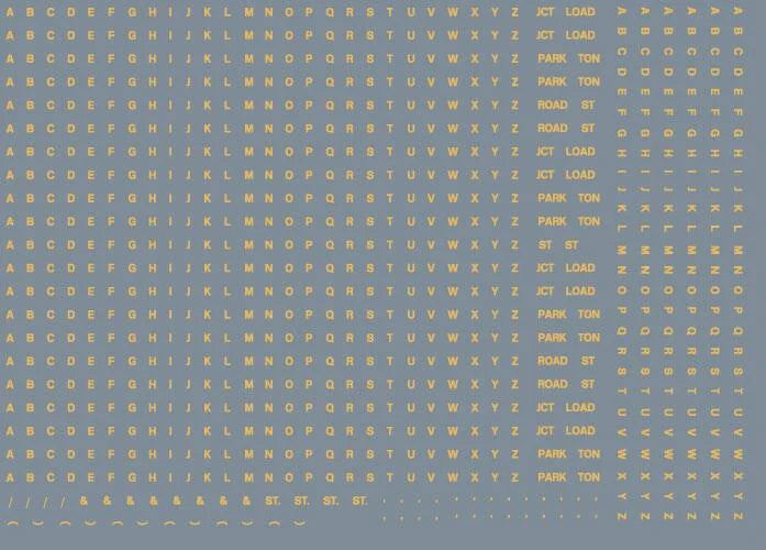 RT-ALL-0163 RAILTEC All-0163 Alphabet sheet: old gold BR lettering (1mm high)