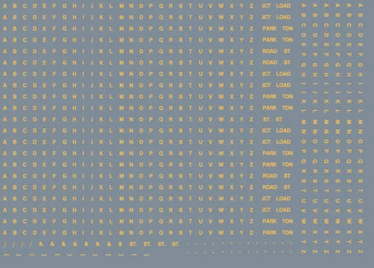 RT-ALL-0163 RAILTEC All-0163 Alphabet sheet: old gold BR lettering (1mm high)