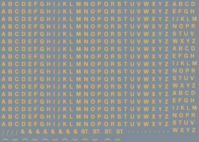 RT-ALL-0166 RAILTEC All-0166 Alphabet sheet: old gold BR lettering (2mm high)