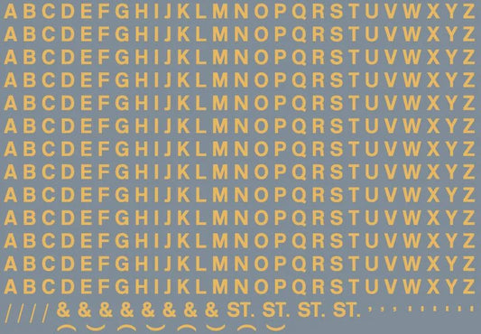 RT-ALL-0169 RAILTEC All-0169 Alphabet sheet: old gold BR lettering (3mm high)