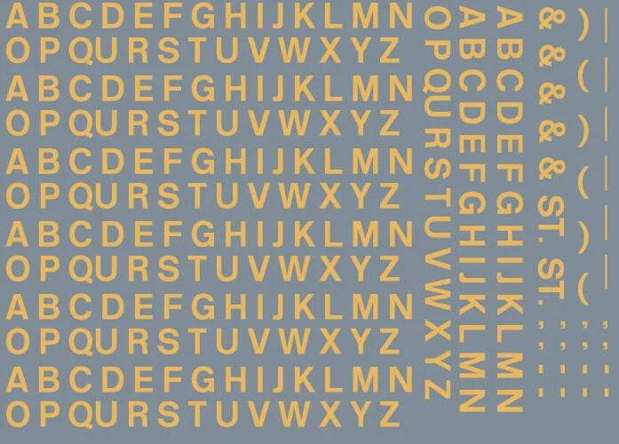 RT-ALL-0172 RAILTEC All-0172 Alphabet sheet: old gold BR lettering (4mm high)