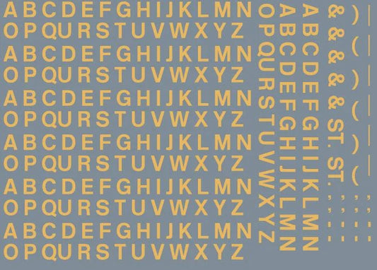 RT-ALL-0172 RAILTEC All-0172 Alphabet sheet: old gold BR lettering (4mm high)