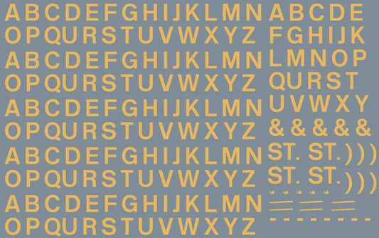 RT-ALL-0175 RAILTEC All-0175 Numeric/alphabet sheet: old gold BR lettering (5mm high)