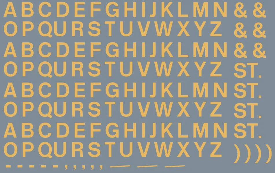RT-ALL-0178 RAILTEC All-0178 Alphabet sheet: old gold BR lettering (6mm high)
