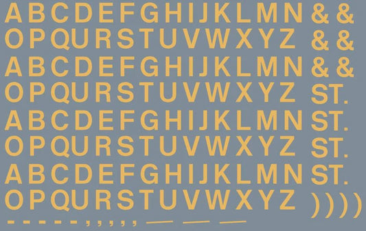 RT-ALL-0178 RAILTEC All-0178 Alphabet sheet: old gold BR lettering (6mm high)