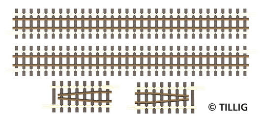 Set of straight tracks with guard rails (both sides)
