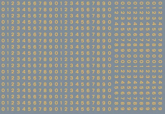 RT-ALL-0186 RAILTEC All-0186 Numeric sheet: old gold BR numbering (2mm high)