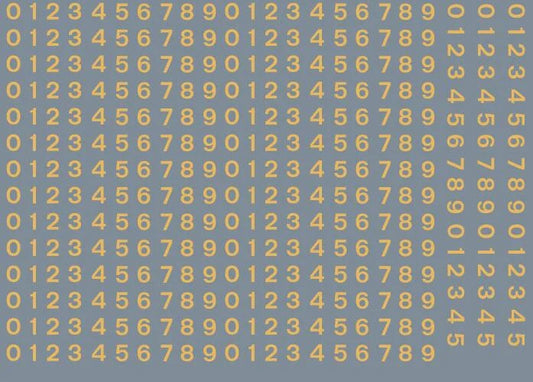 RT-ALL-0189 RAILTEC All-0189 Numeric sheet: old gold BR numbering (3mm high)